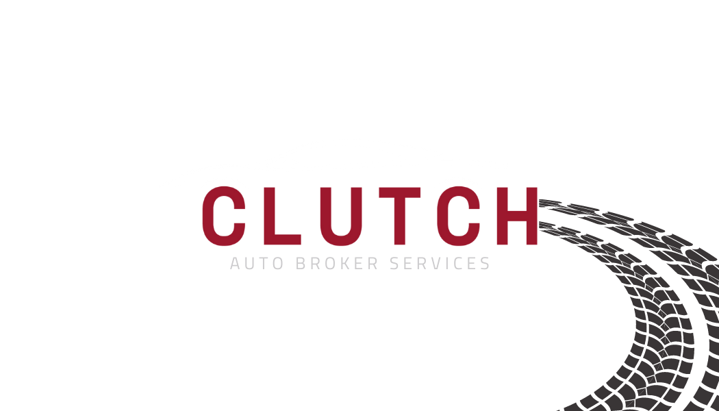 “Clutch Auto Broker logo featuring a sleek car outline and the tagline ‘Shift Your Car Buying Experience’”